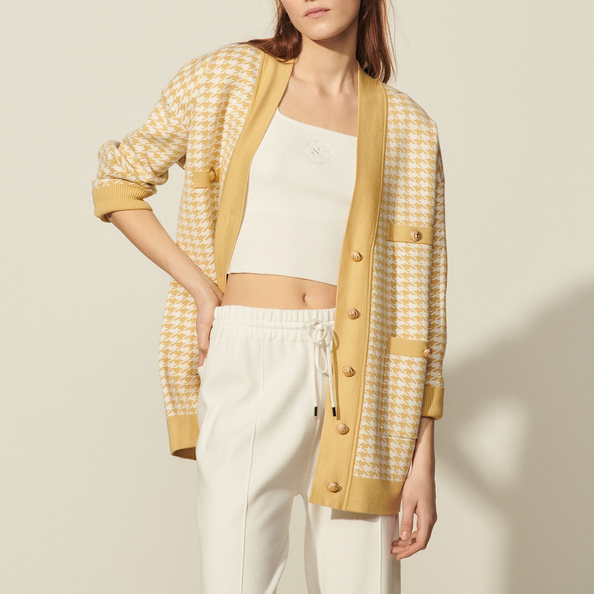 Long houndstooth coatigan - 2