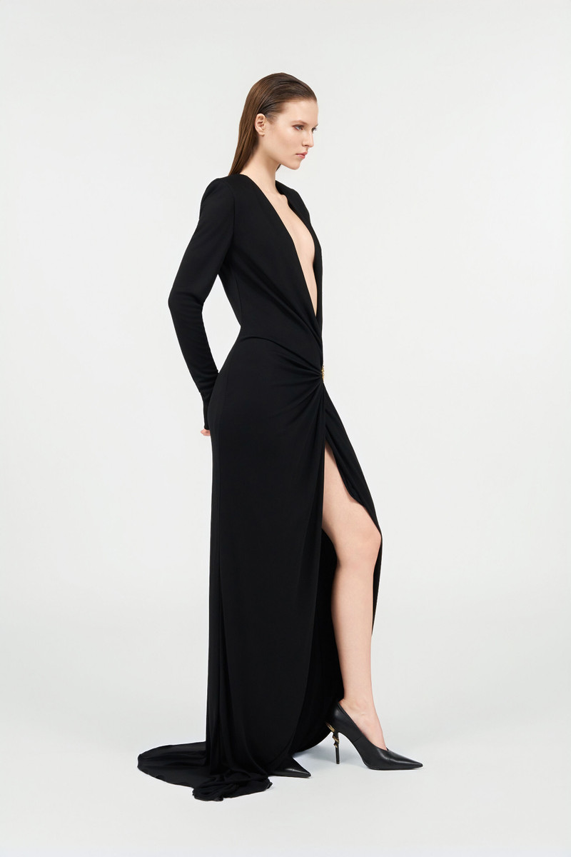 Draped Long Dress with Snake Detail 3