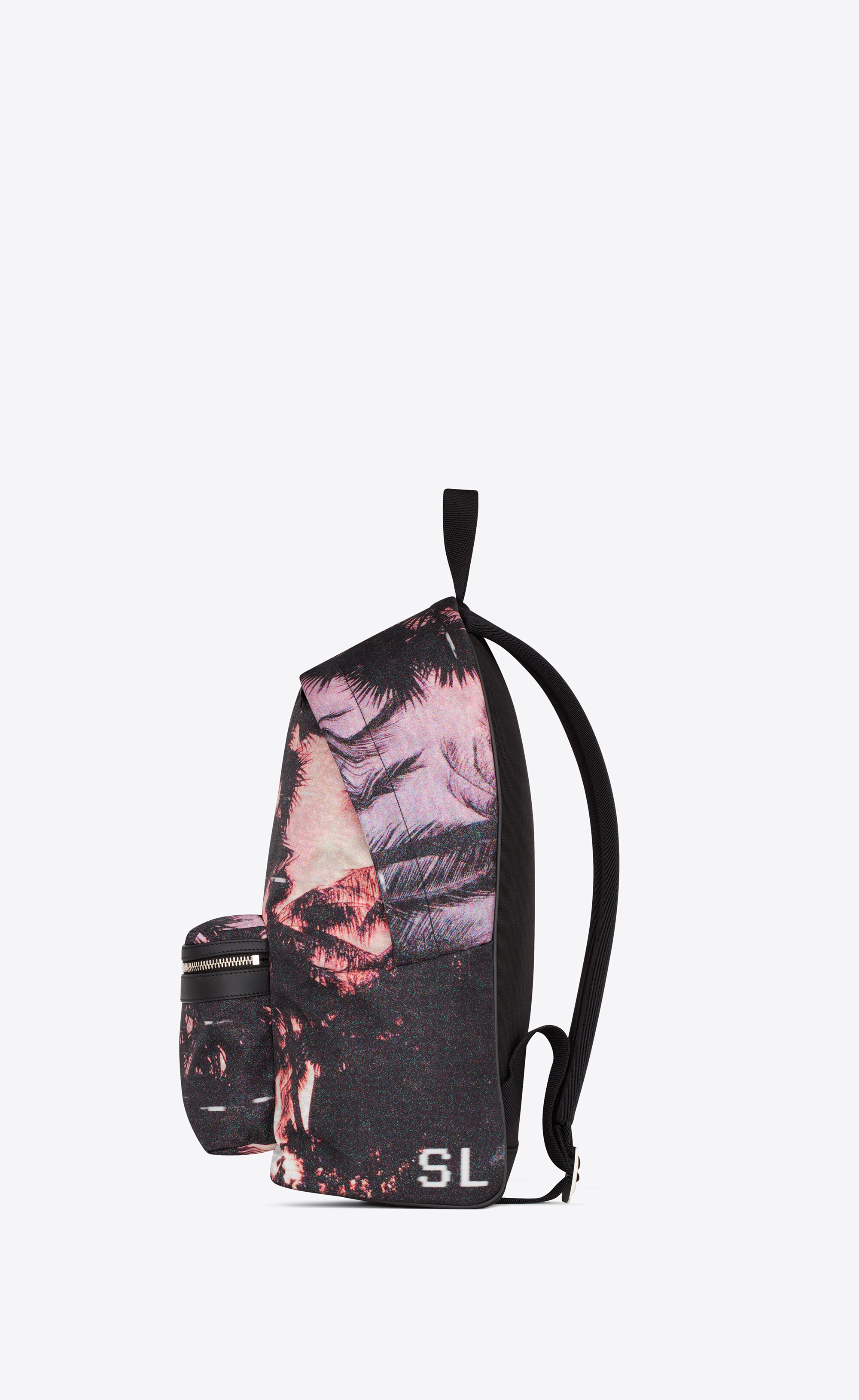 city backpack in econyl®, smooth leather and nylon - 3