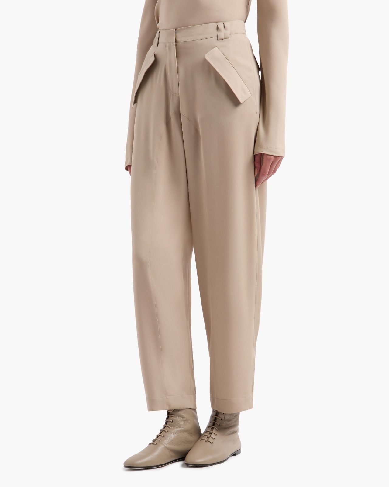 TRIPLE SILK GEORGETTE STRAIGHT TROUSERS - 4