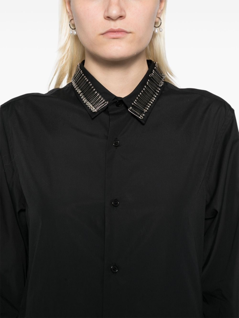 safety pin embellishment long-sleeves shirt - 5