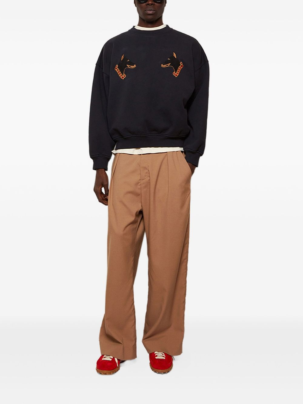 dog-embroidered crew-neck sweatshirt - 2
