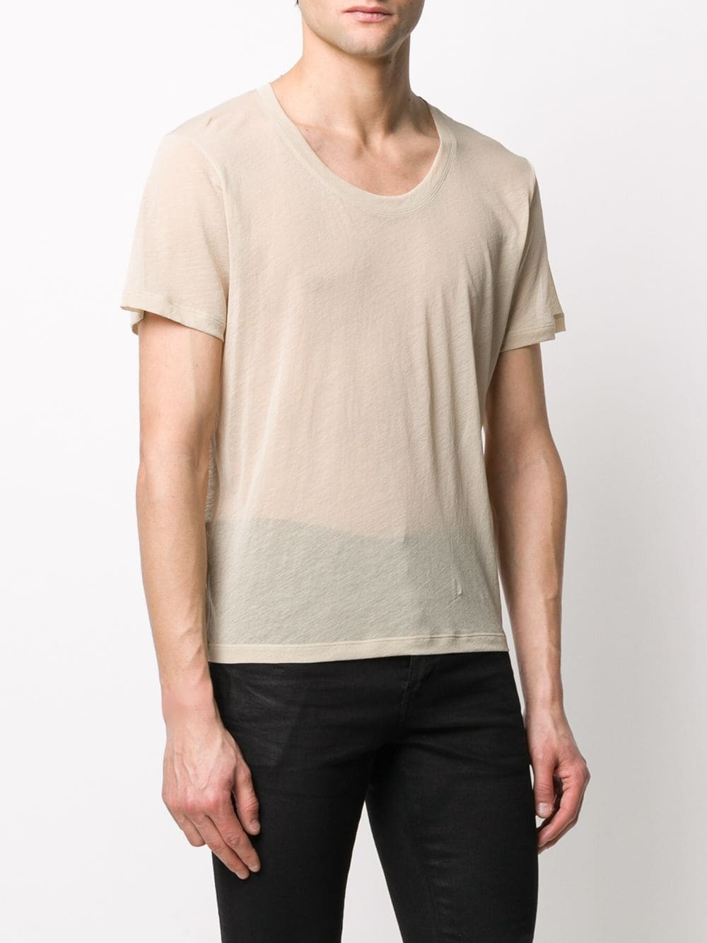 round neck sheer T-shirt - 3