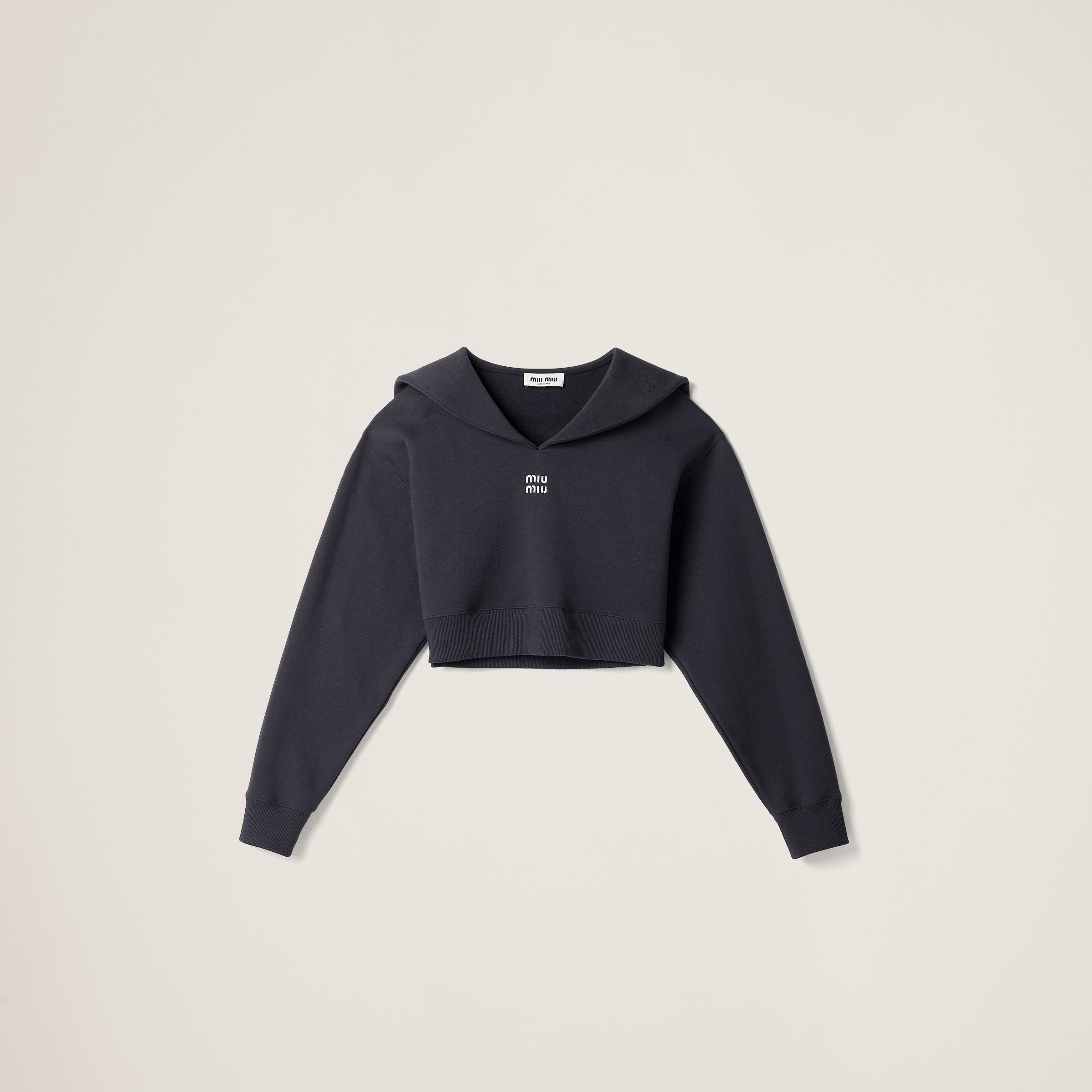 Cotton fleece sweatshirt with embroidered logo - 1