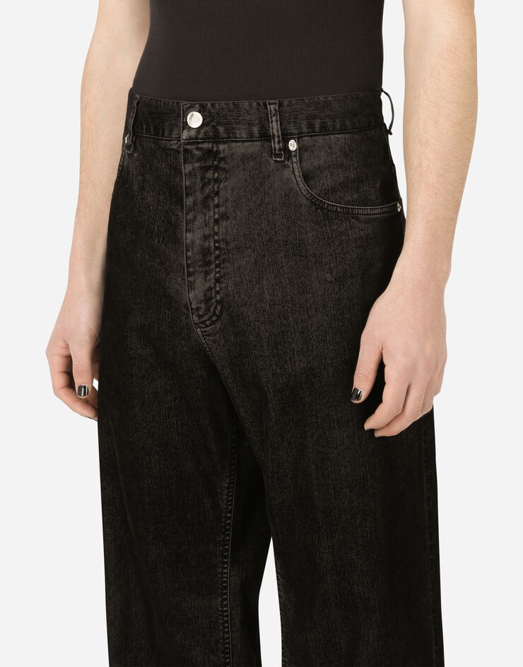 Oversize black wash jeans - 4