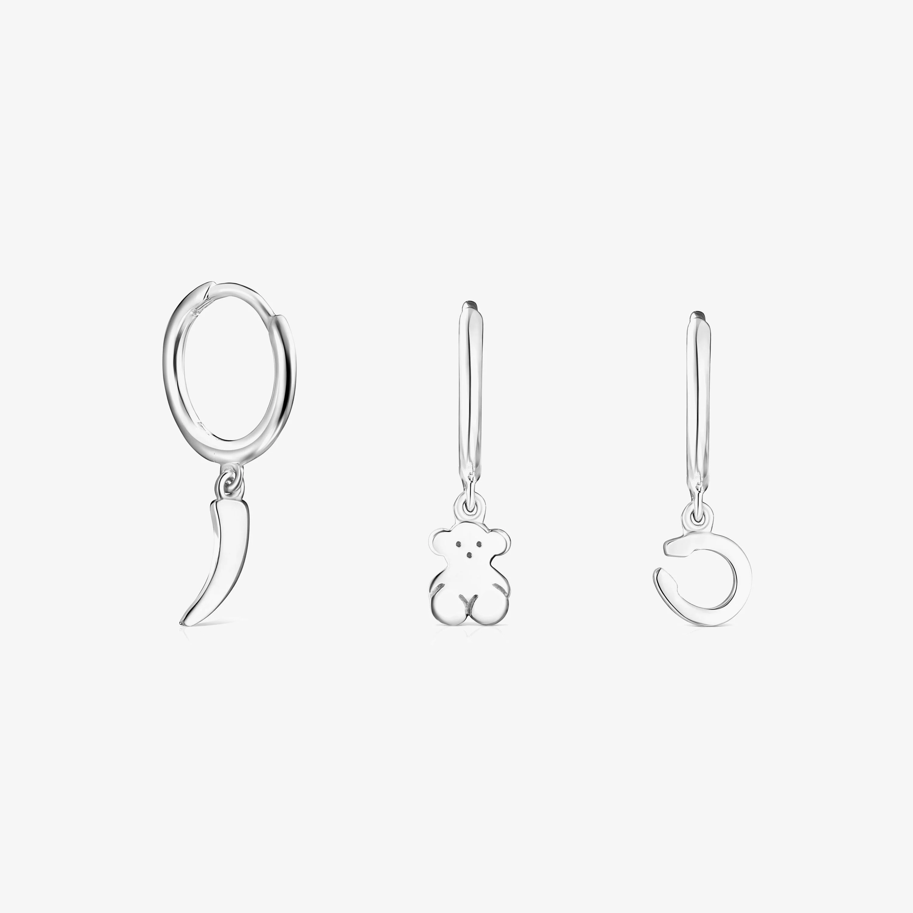 Silver TOUS Good Vibes Hooped earring Set - 1