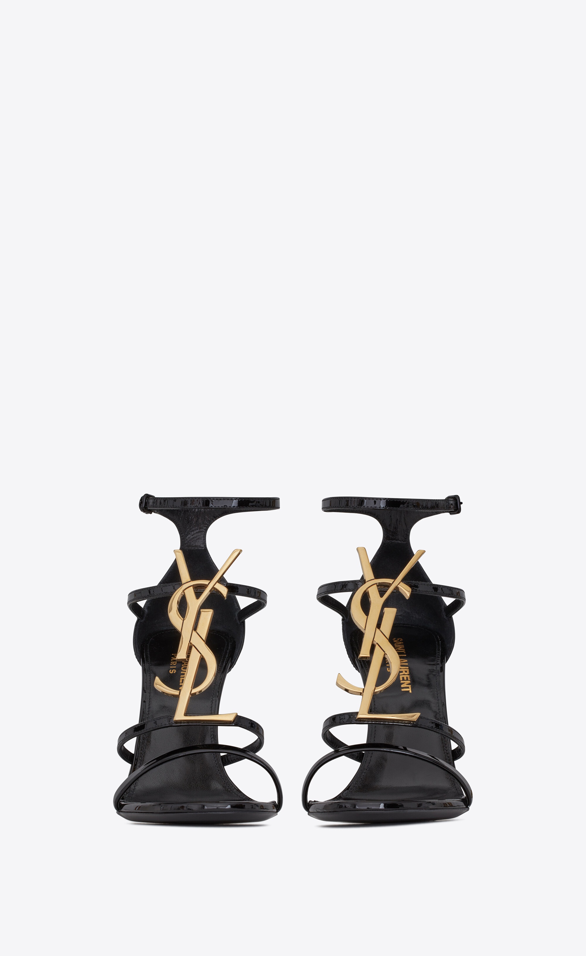 cassandra sandals in patent leather with gold-tone monogram - 1