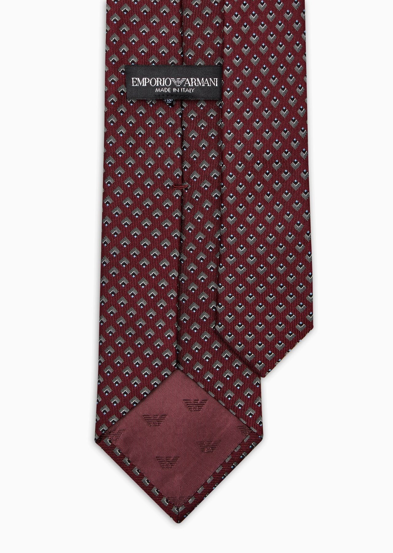 Pure silk tie with jacquard micro-check motif - 3