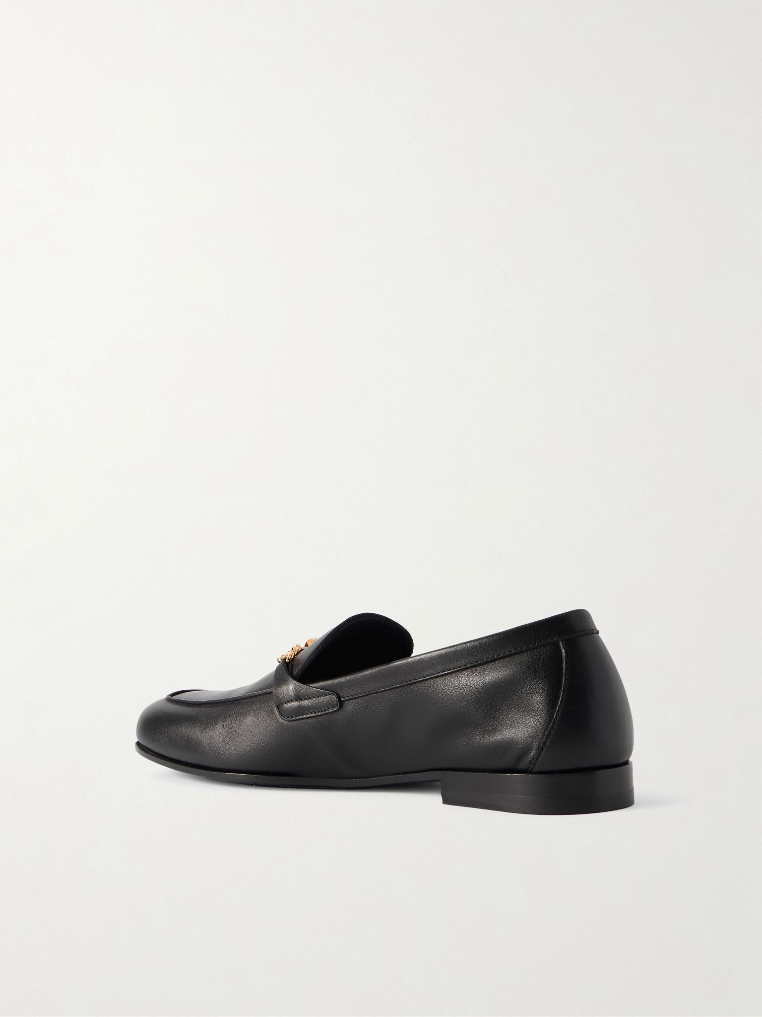 Logo-Embellished Leather Loafers Black - 4