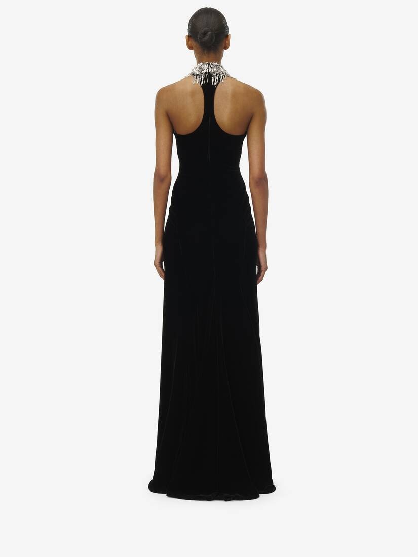 Embellished Neck Evening Dress - 5