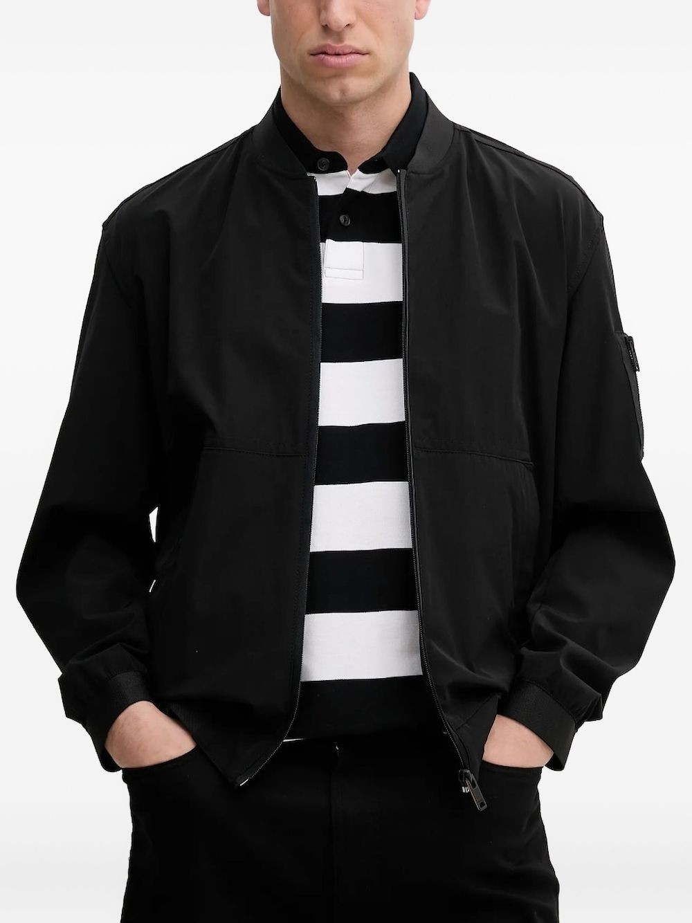 zip-fastening bomber jacket - 1