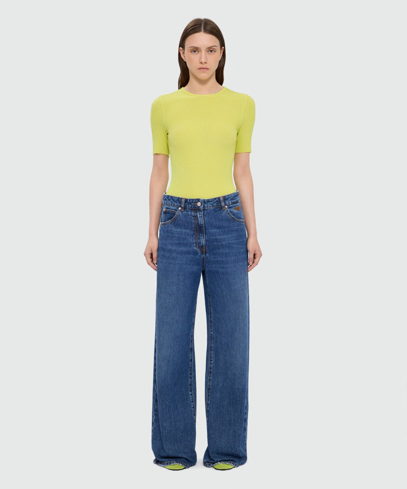 MSGM Dark stone-washed five-pocket denim trousers outlook