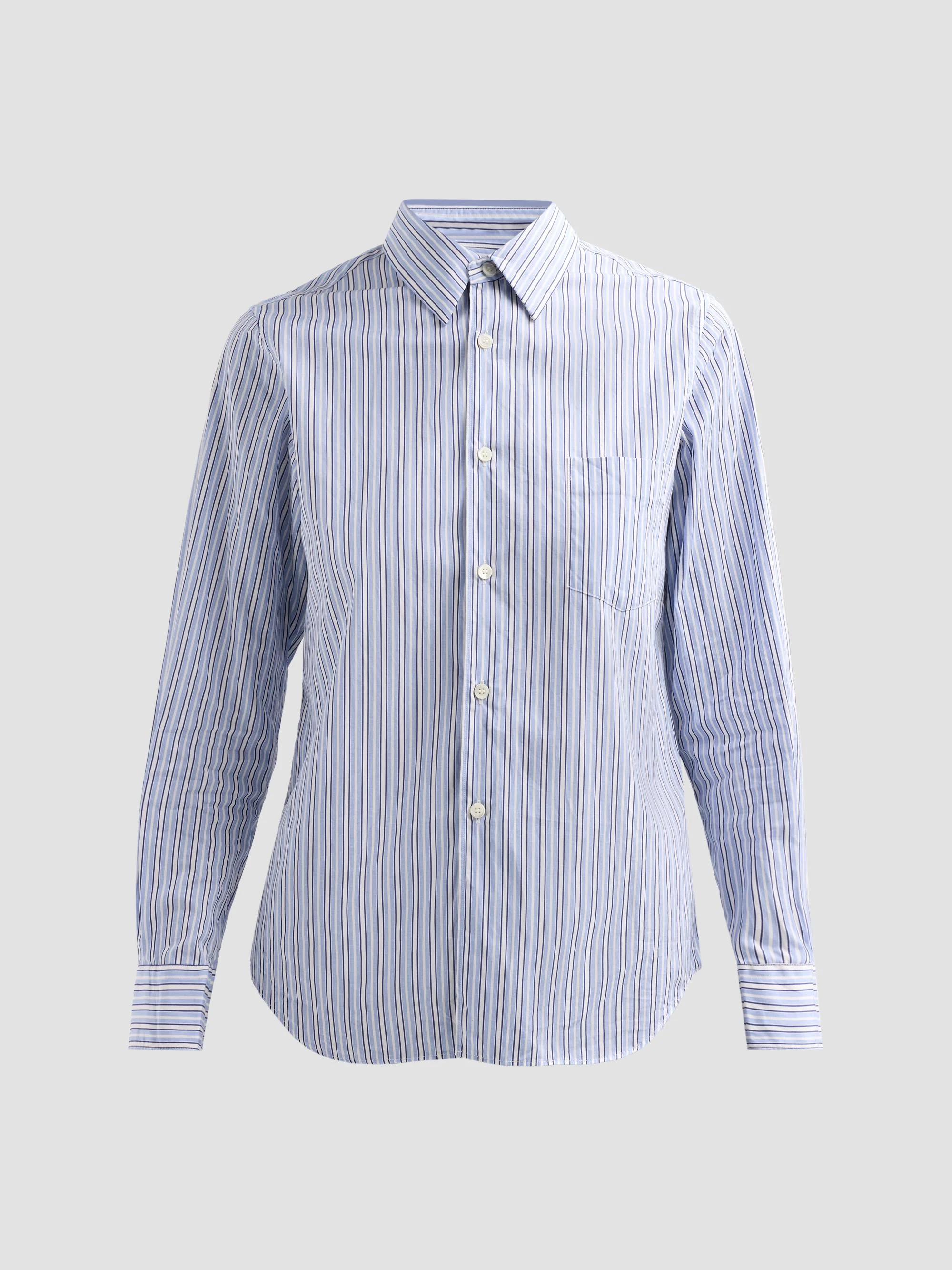Women's Stripe Cotton Shirt - Sax White Navy - 1