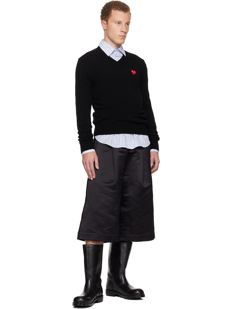 Comme des Garçons PLAY Black Knit Rhinestone Emblem Heart Sweater outlook