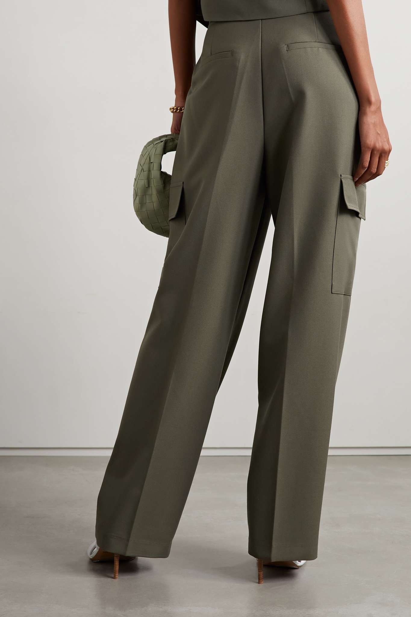 Maesa pleated woven wide-leg cargo pants - 3
