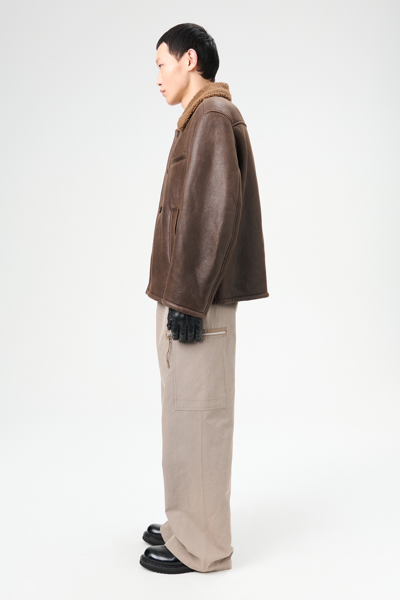 Alaska Jacket Rustic Grain Brown Shearling - 6