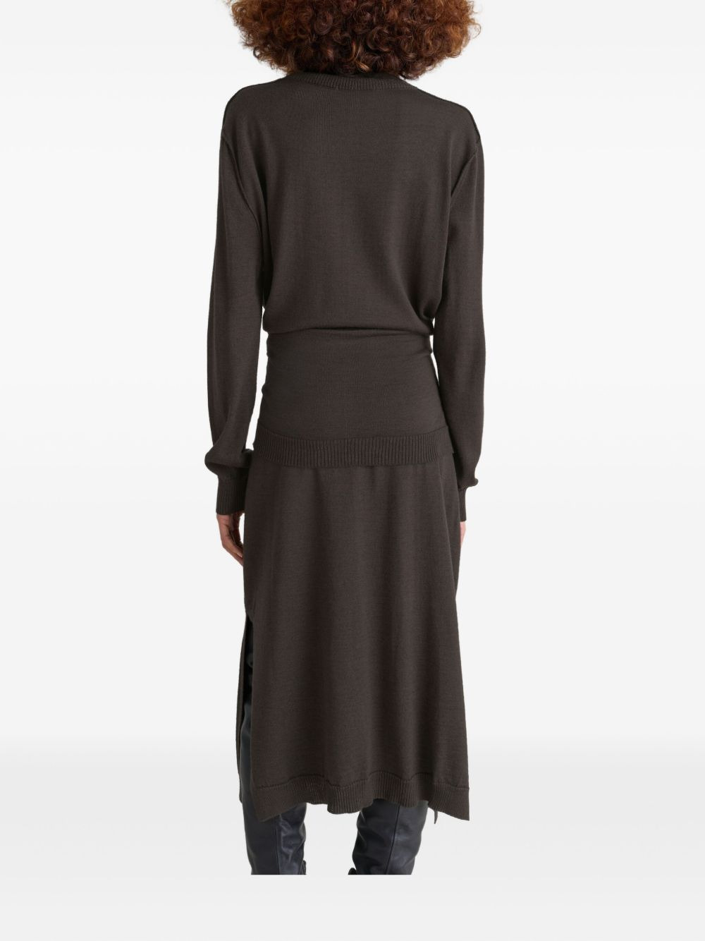 tie-waist knitted dress - 4