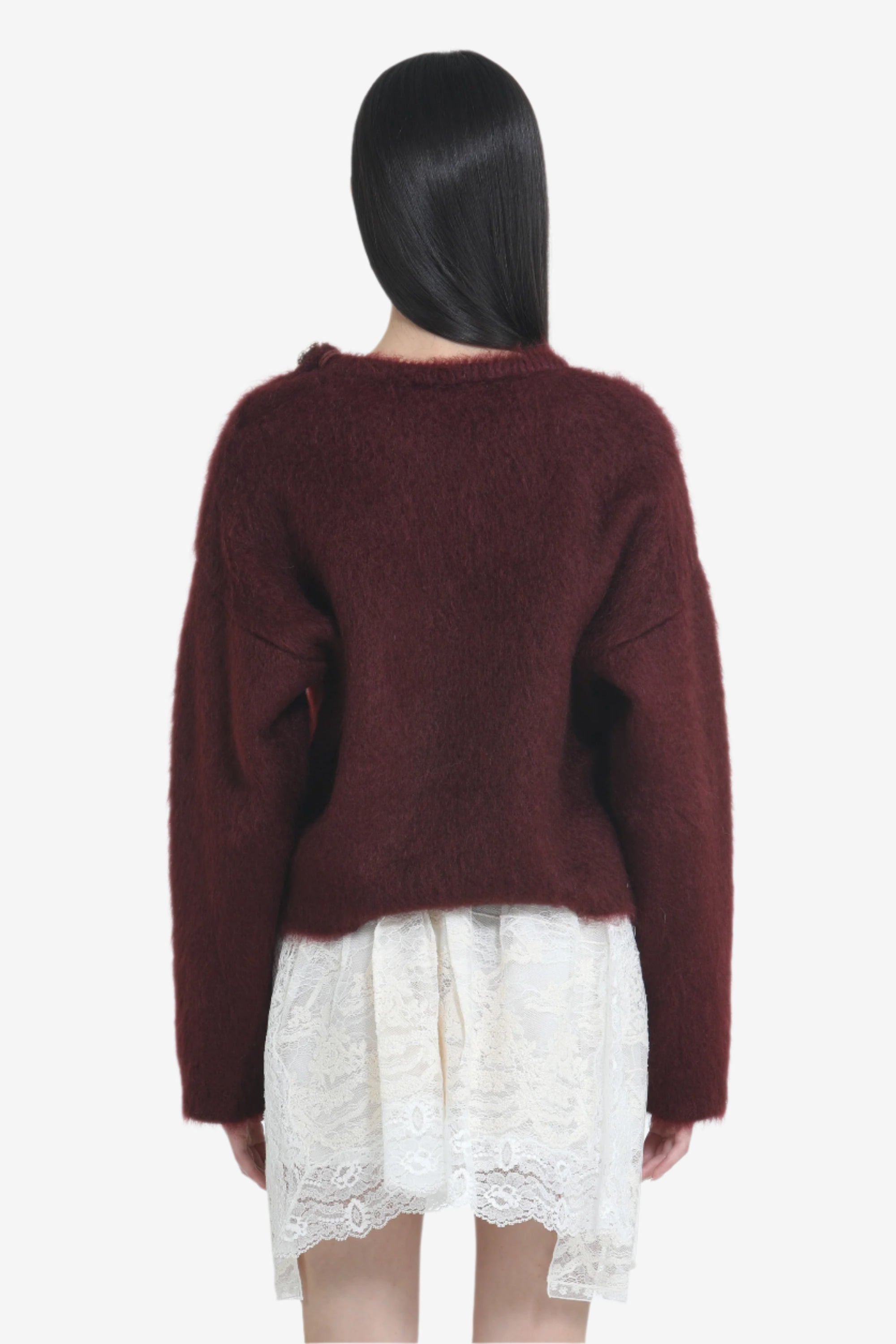SWEATER WITH FLOWER JEWEL BUTTON - 2