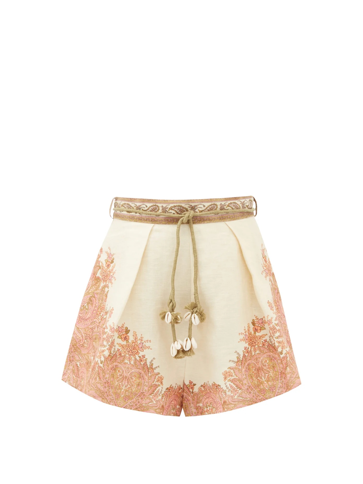 Brighton high-rise paisley-print linen shorts - 1