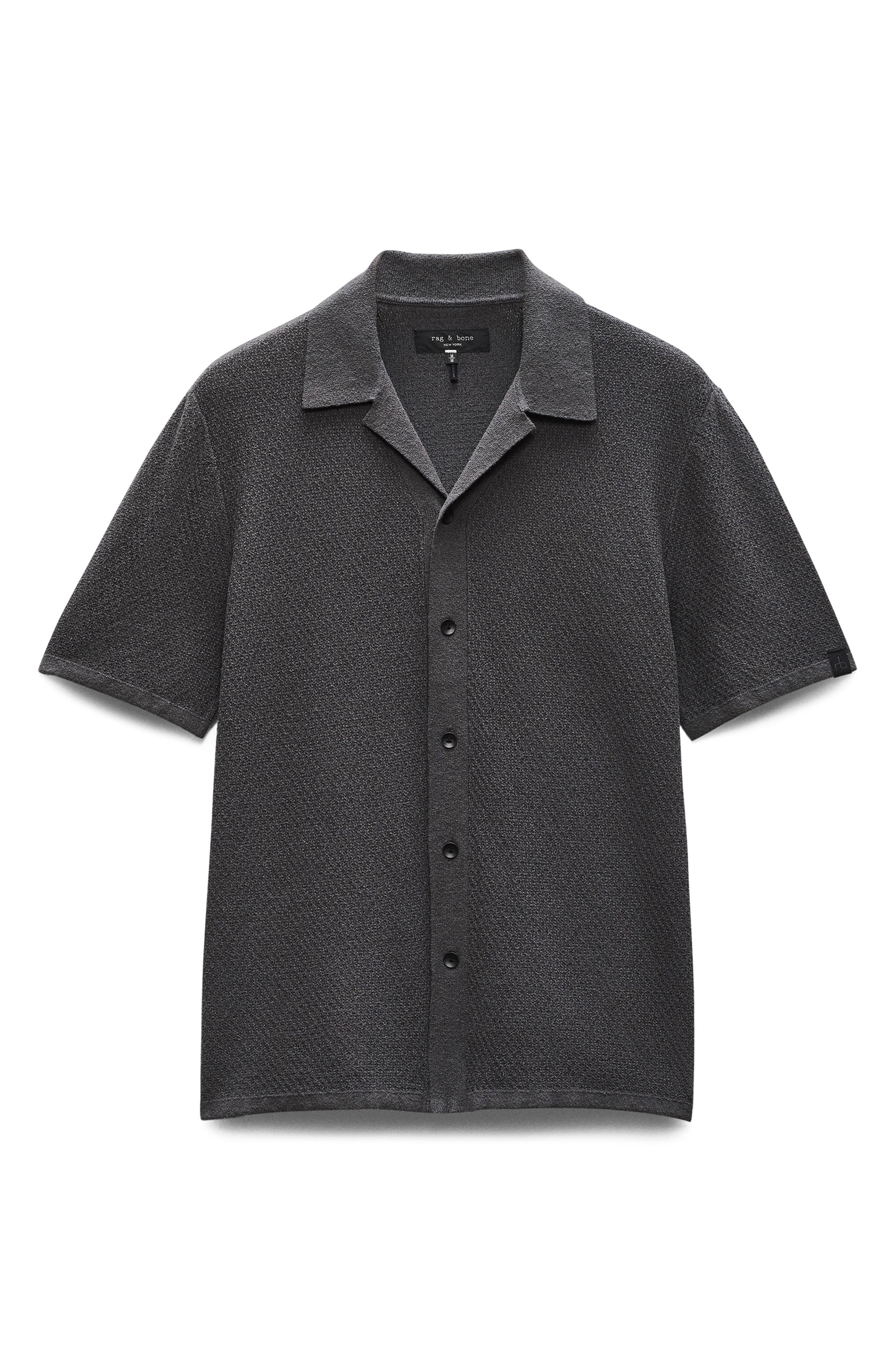 rag & bone Zigzag Avery Zuma Toweling Camp Shirt in Dark Grey at Nordstrom - 4