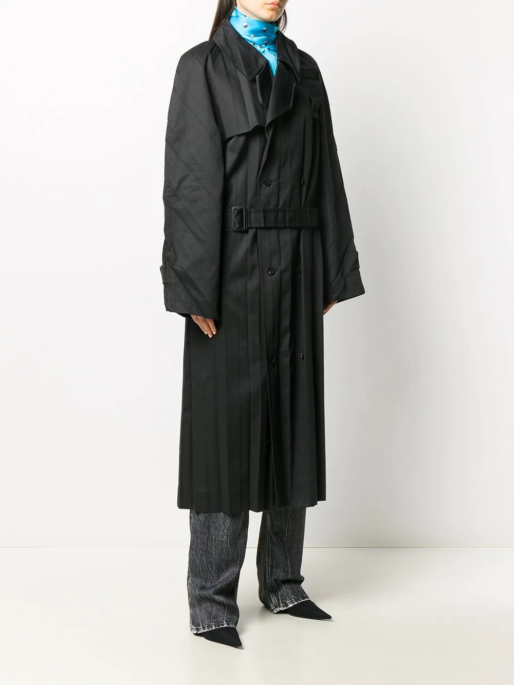 pleated trench coat - 3