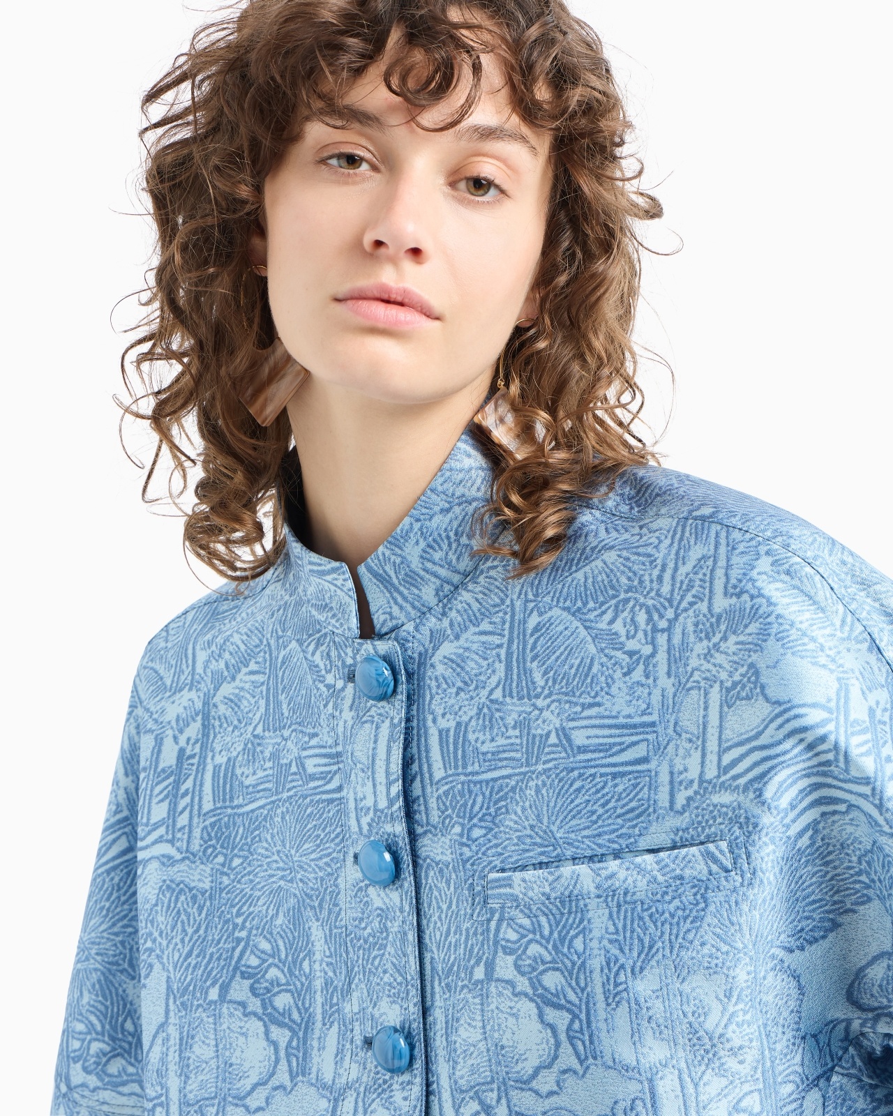 ALL-OVER JACQUARD JACKET WITH GURU COLLAR - 5