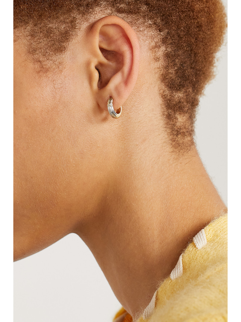 Yvonne Léon Berlingot Mini 9-karat Yellow And White Gold Diamond Hoop Earrings outlook