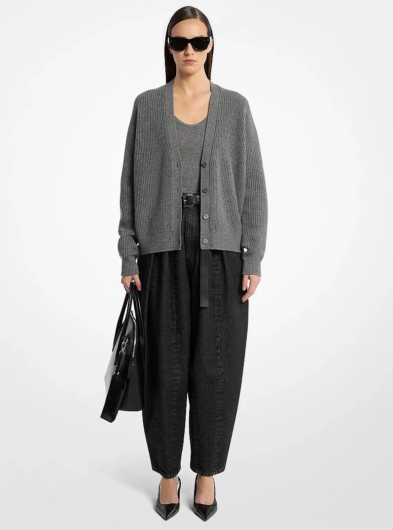 Ribbed Cashmere Cardigan - 1