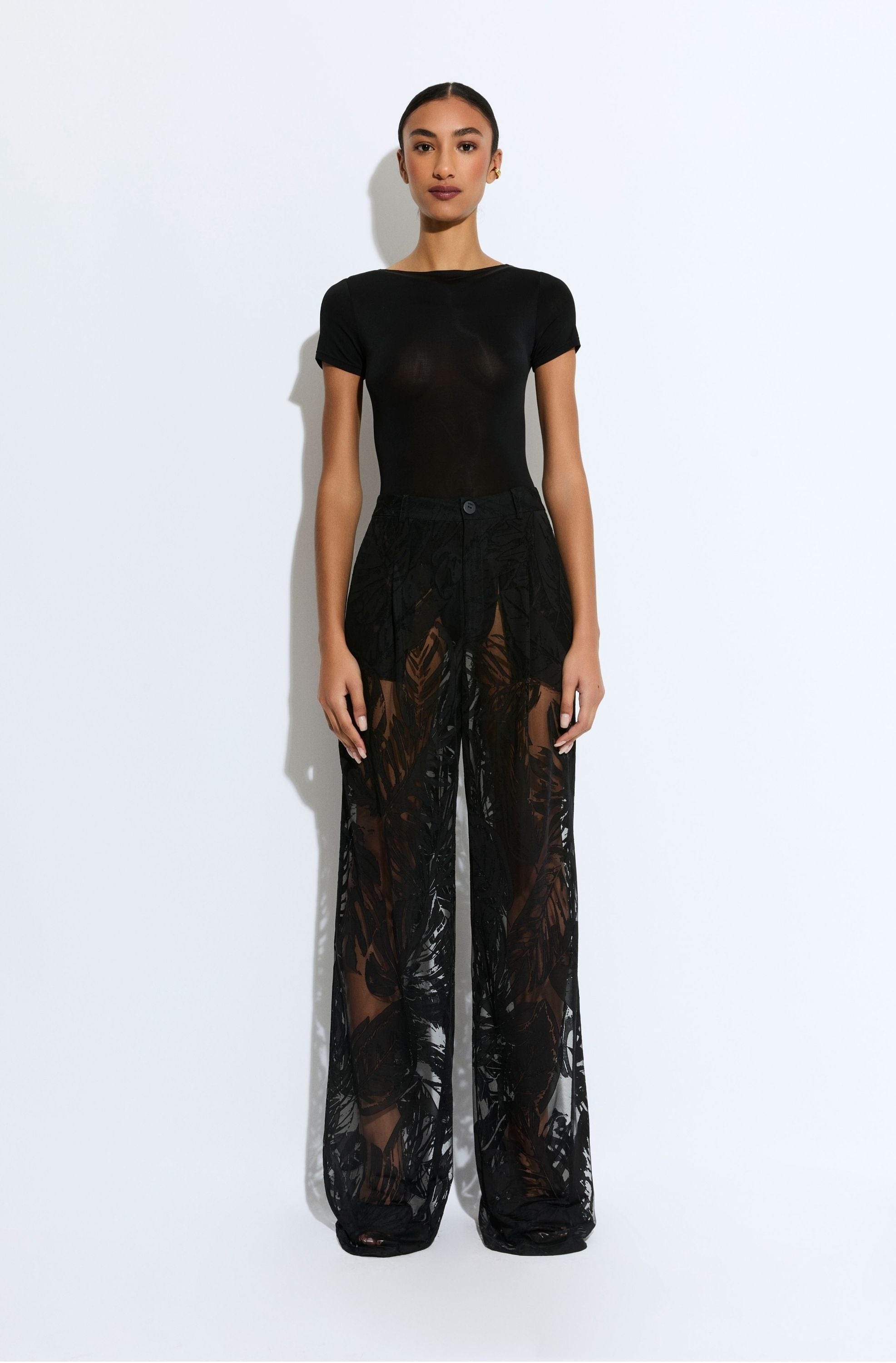 Burnout Jersey Relaxed Pleated Pant - 2
