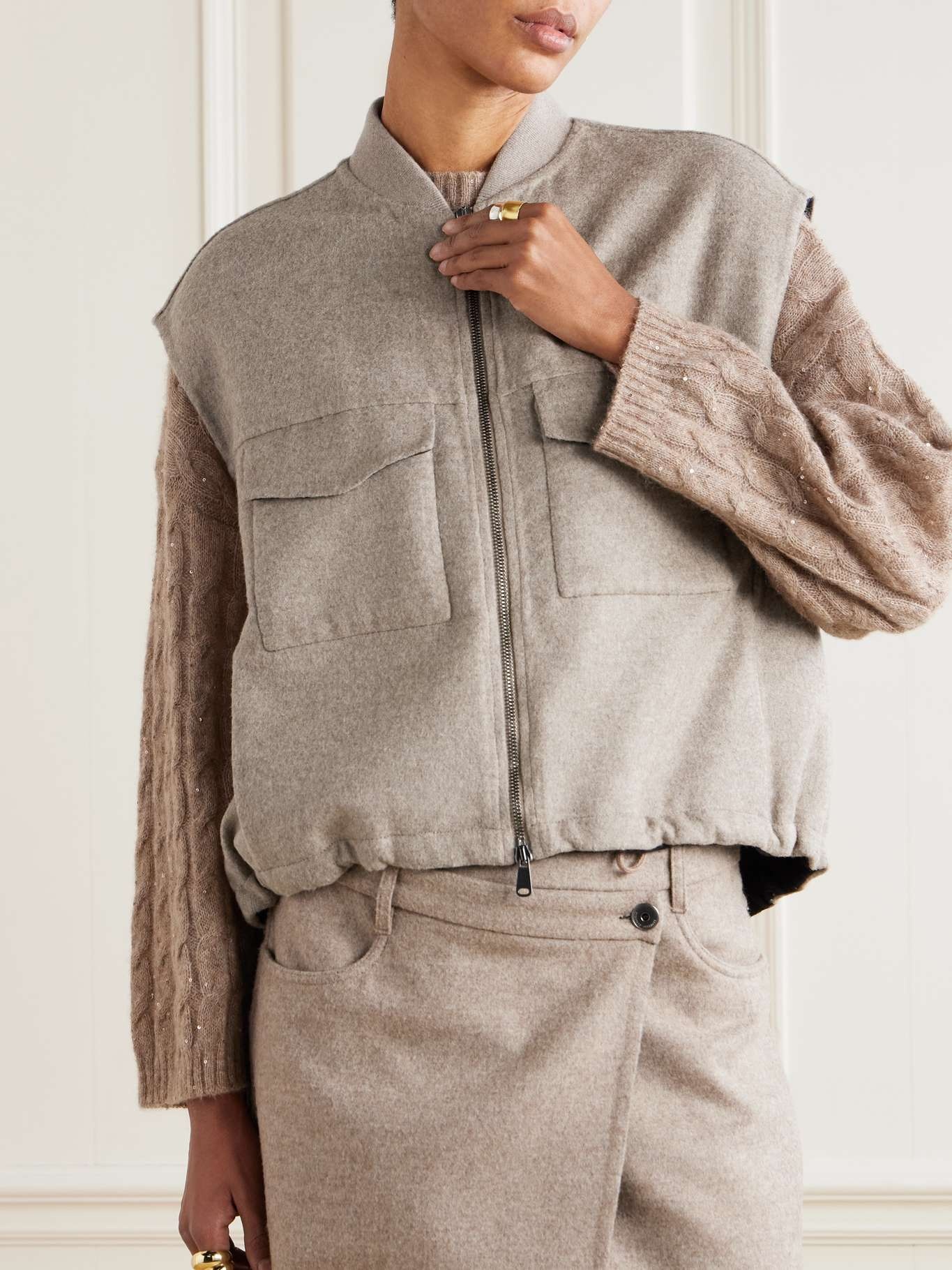 Wool-flannel vest Beige - 3