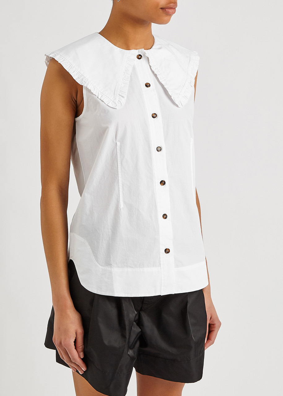 Ruffle-trimmed cotton blouse - 2