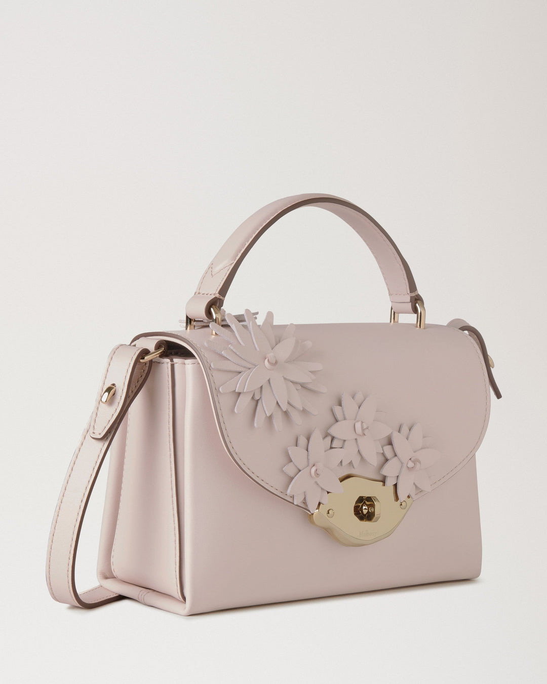Small Lana Top Handle Blossom Pink High Gloss Leather & Flowers - 4