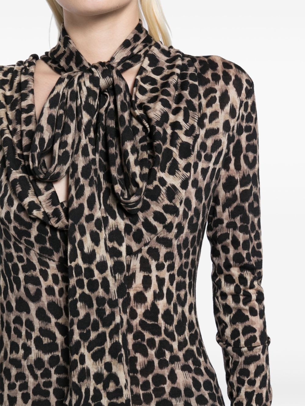 leopard-print wool top - 5