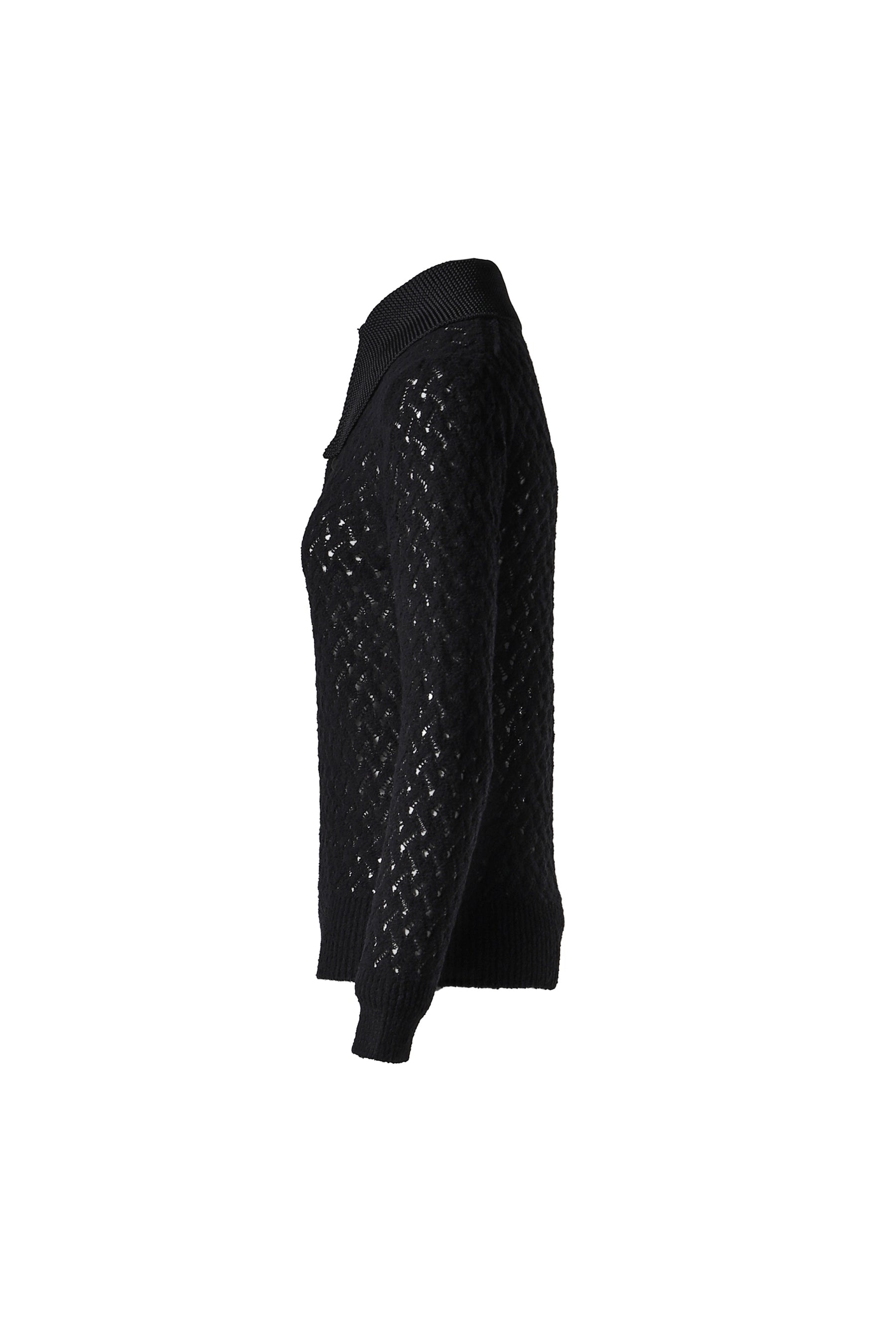 LACE KNIT POLO SHIRT / BLK - 3