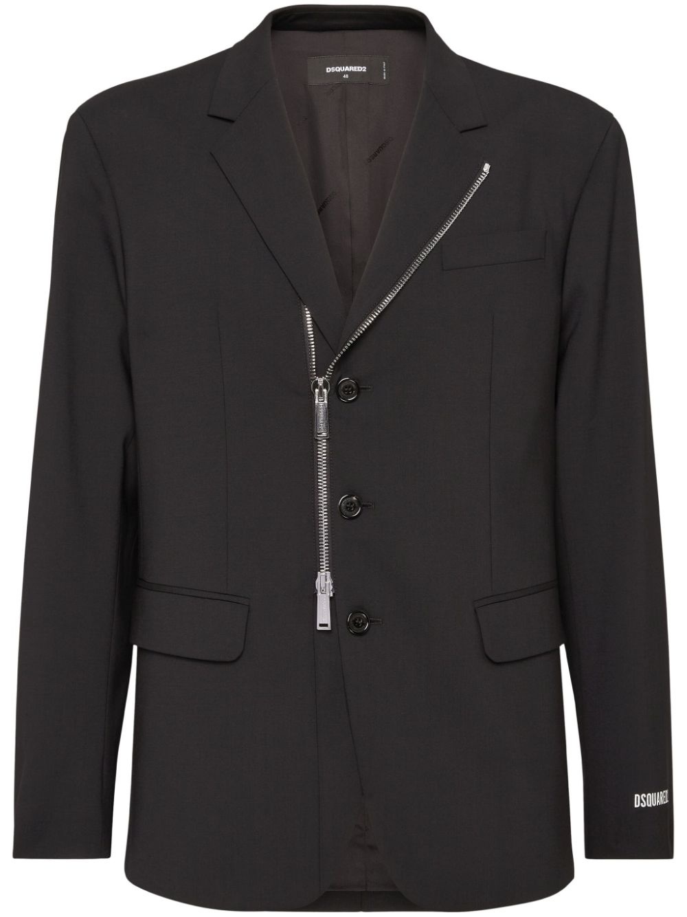 zip-detailing twill blazer - 1