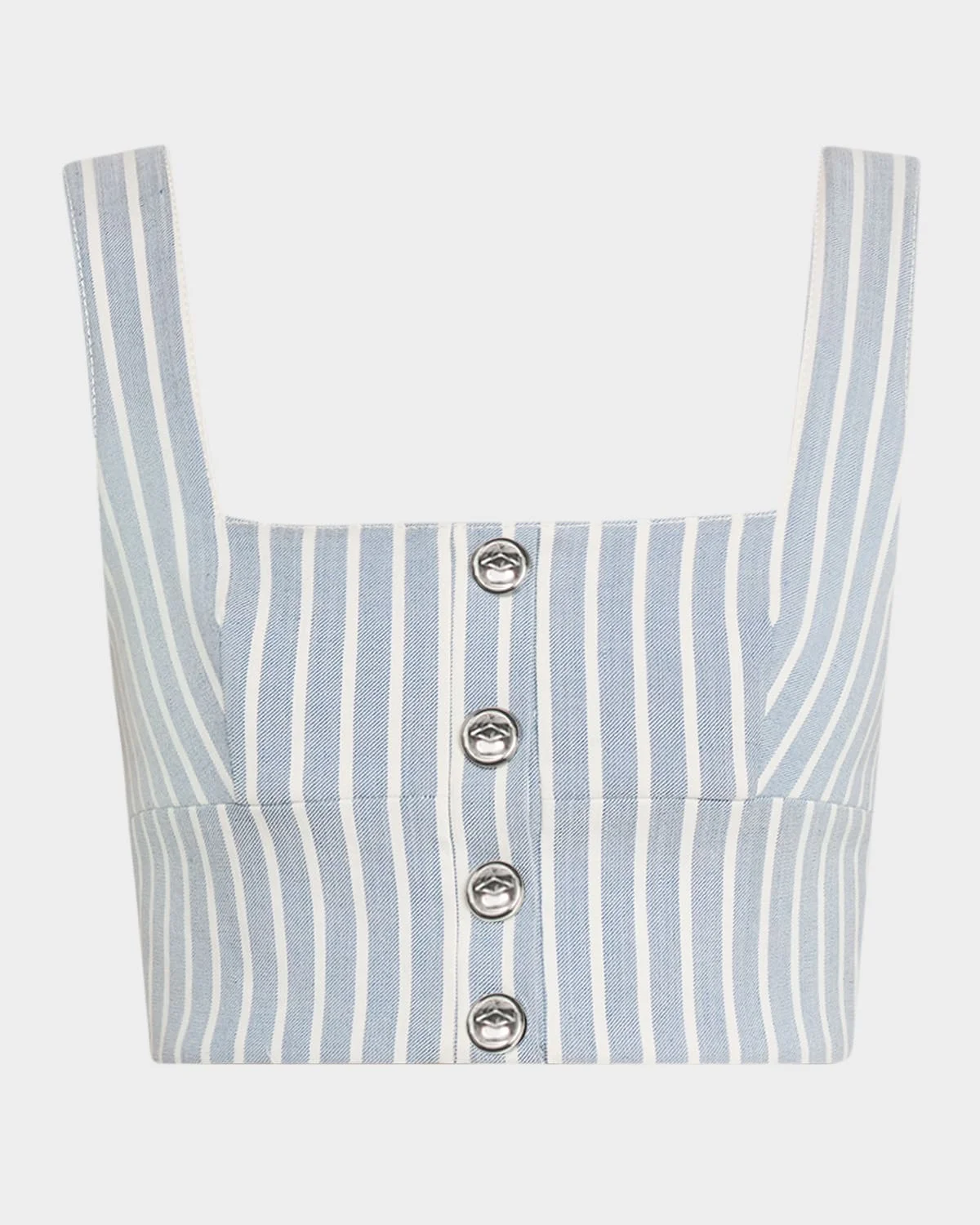 Quinn Hickory Stripe Denim Button Crop Top - 1