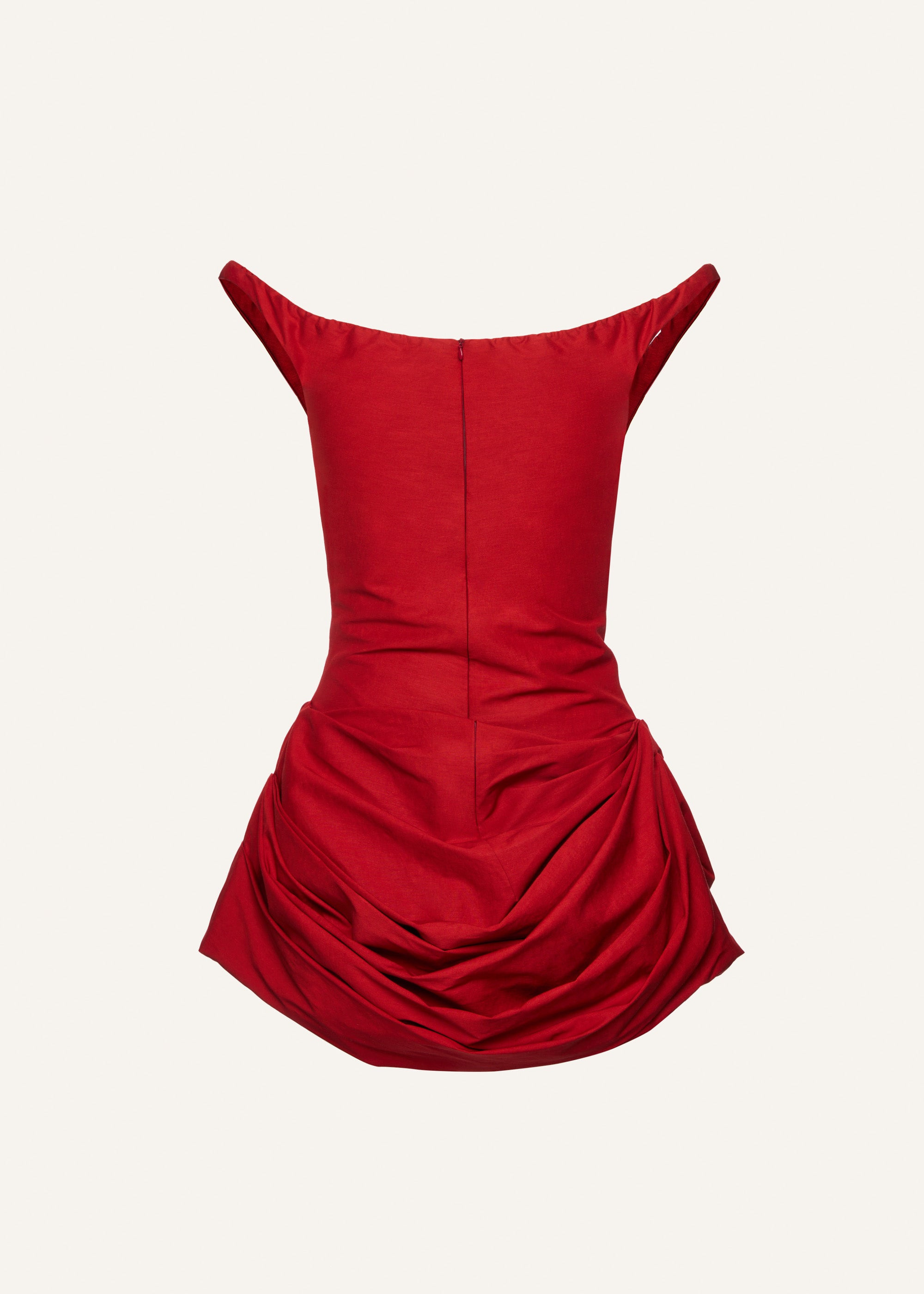 Off-shoulder bustier dress in red - 2