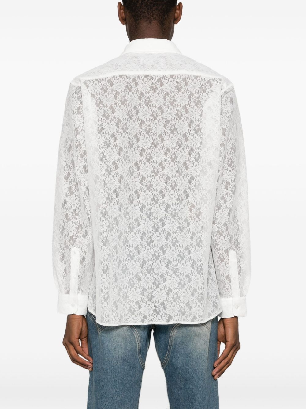 floral-lace wrap shirt - 5
