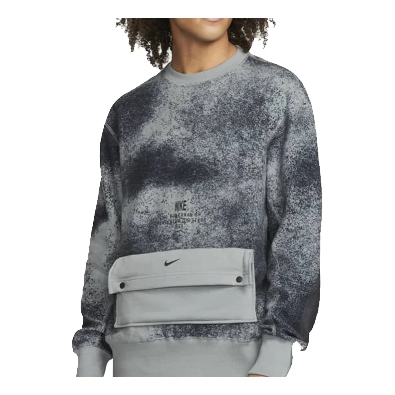 Men's Nike Tie Dye Pocket Round Neck Long Sleeves Gray DQ3508-084 - 1