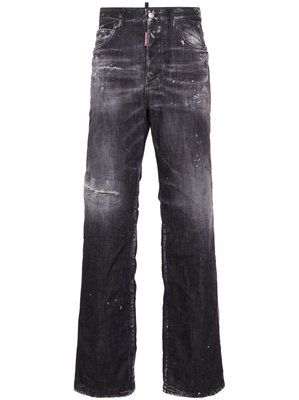 distressed straight-leg jeans - 1