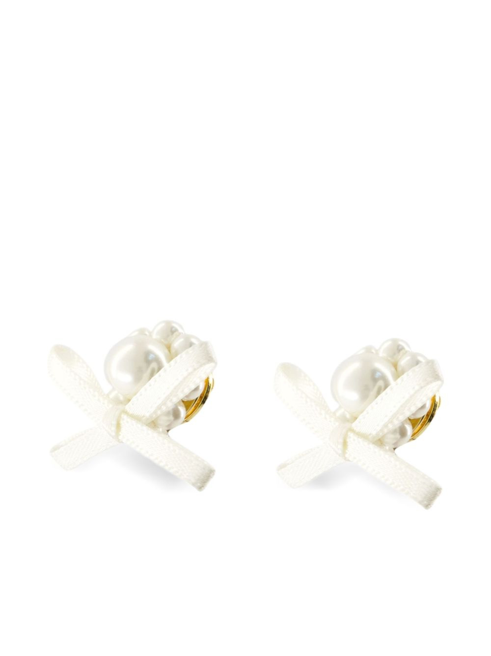 pearl-embellished bow earrings - 2
