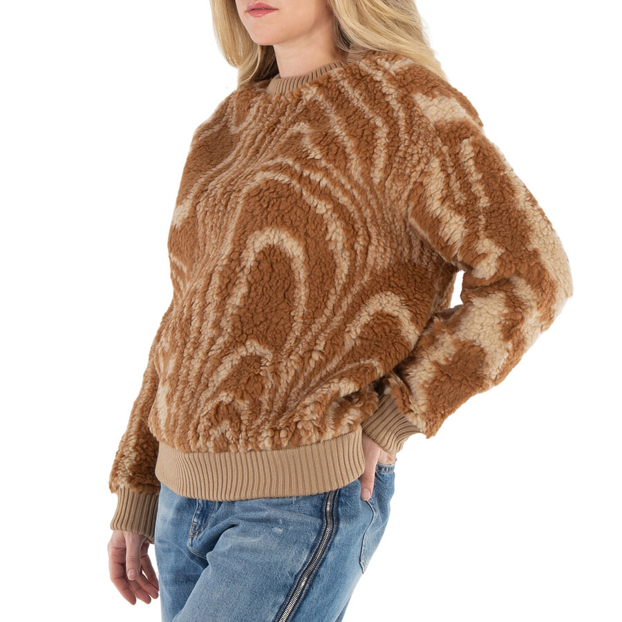 Stella McCartney Ladies Brown Graphic-Pattern Crew-Neck Jumper - 2