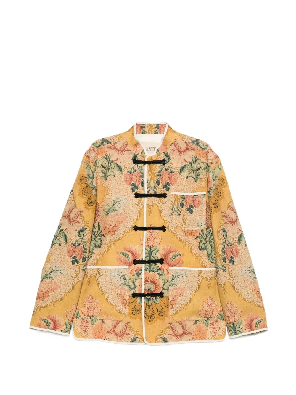 floral-print frog-closure jacket - 1