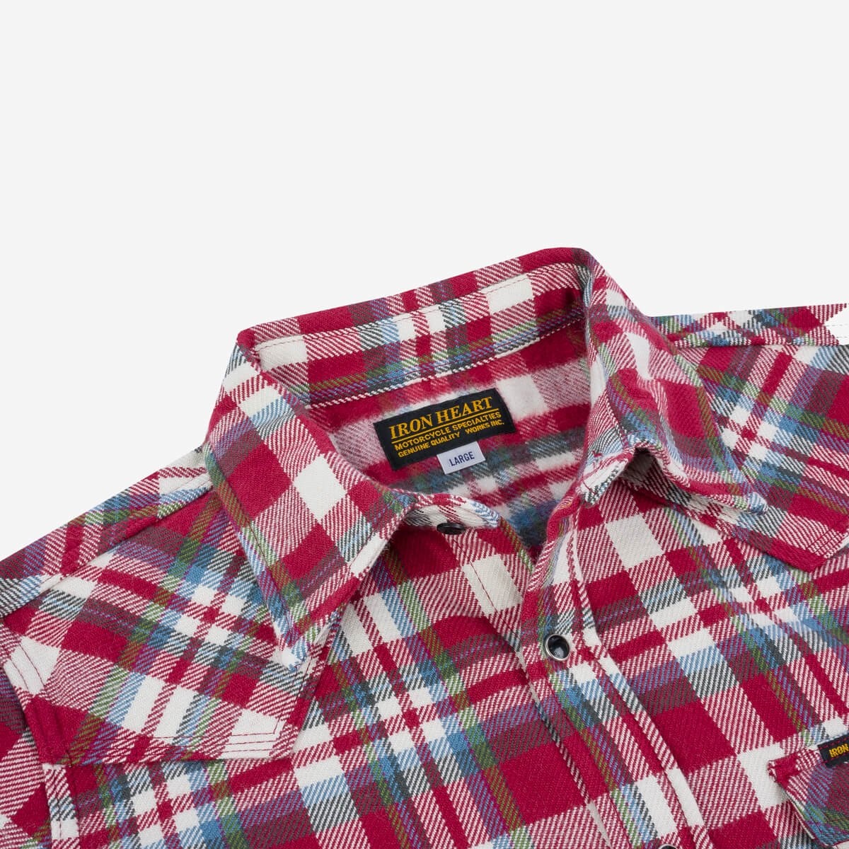 IHSH-377-RED Ultra Heavy Flannel Crazy Check Western Shirt - Red - 8