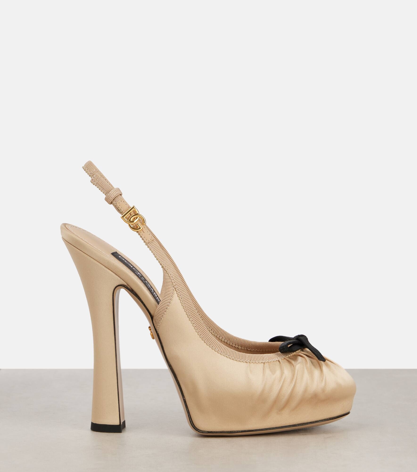 Vally satin platform slingback pumps - 4