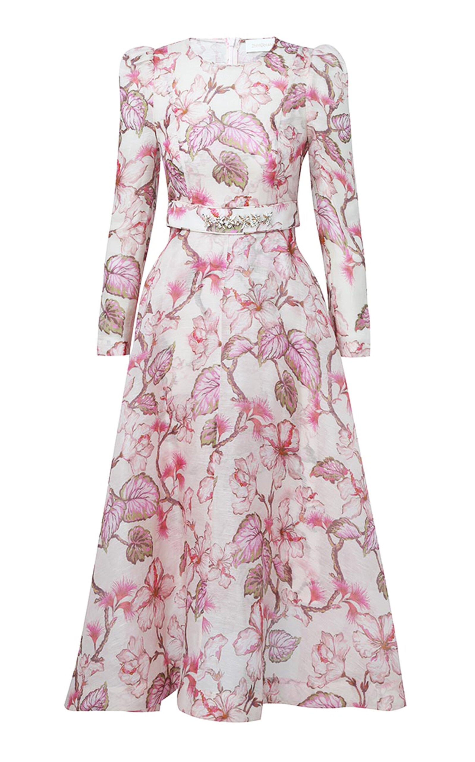 Matchmaker Floral Linen-Silk Midi Dress pink - 1