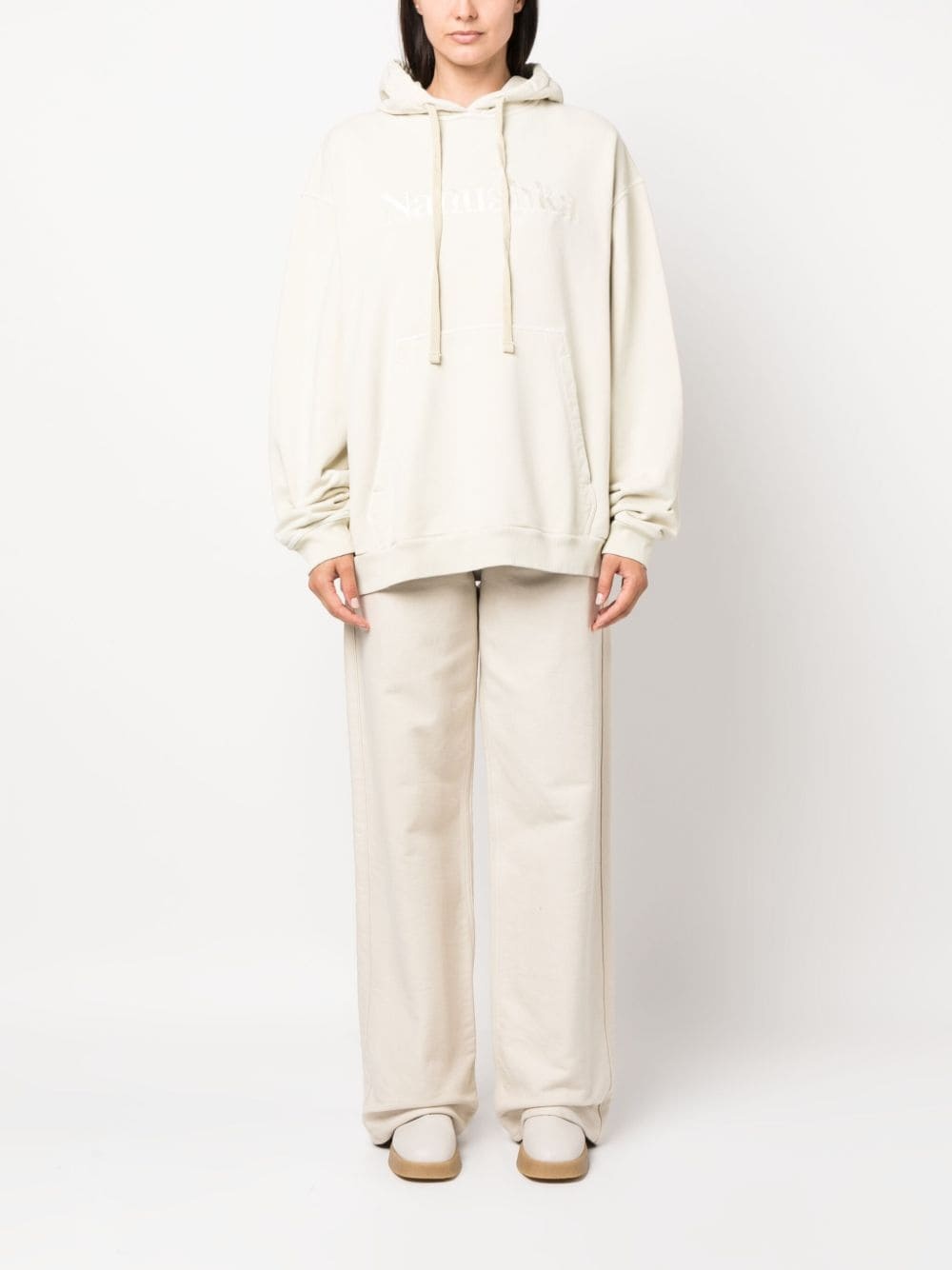 logo-embroidered cotton hoodie - 2