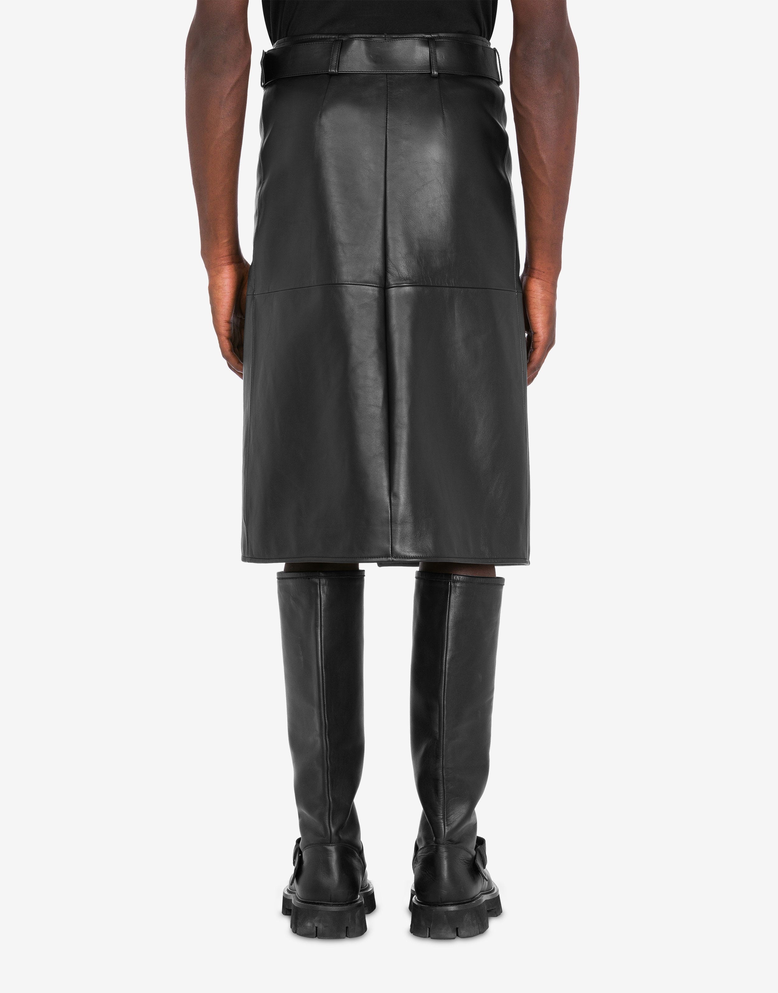 BELT-ADORNED NAPPA LEATHER SKIRT - 3