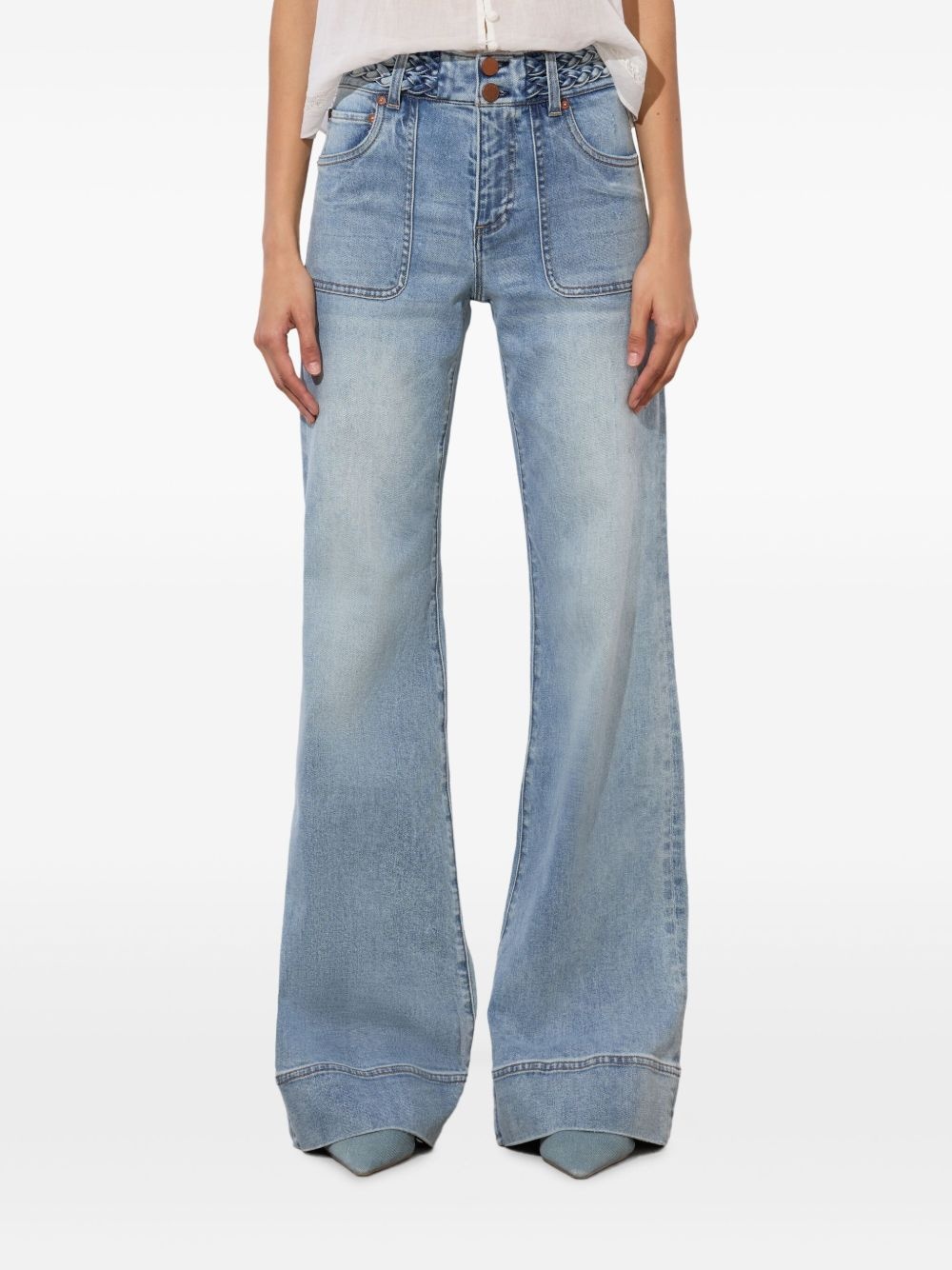 braided-waistband patch-pocket jeans - 4