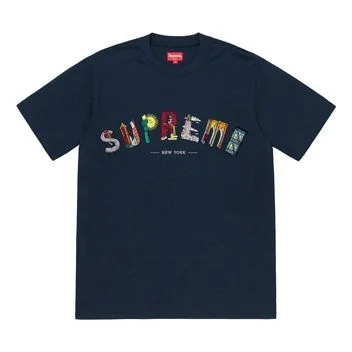Supreme SS19 City Arc Tee Navy Embroidered logo Short Sleeve Unisex Navy Blue SUP-SS19-479 - 1